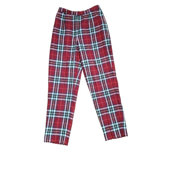 Brooks Brothers Red Tartan Plaid Women's 100% Wool Statement Size 6 Pants - Picture 1 of 3